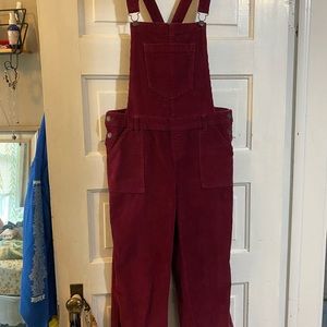Maroon corduroy overalls